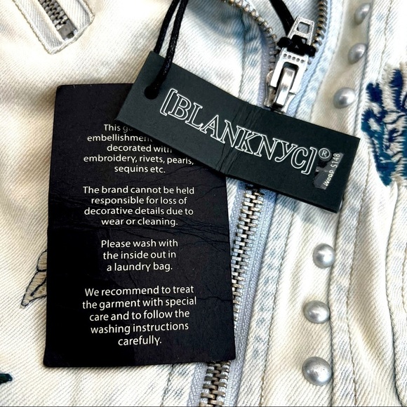 BLANKNYC Embroidered Floral Design & Studded Denim Jean Jacket - Picture 12 of 12